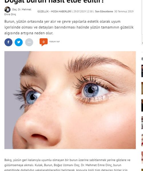 Burun, yüzün ortasında yer alır ve çevre yapılarla estetik olarak uyum içerisinde olması ve…