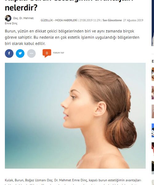 Kapalı burun estetiğinin avantajları nelerdir?